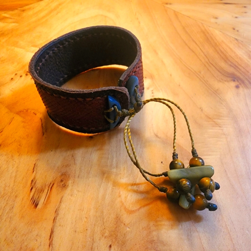 Leather Cuff Bracelet from Peru